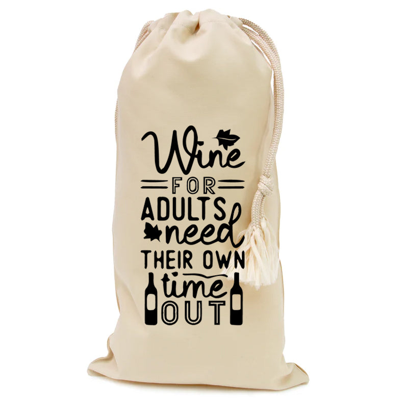 Natural Cotton Wine Bottle Bags (various designs)