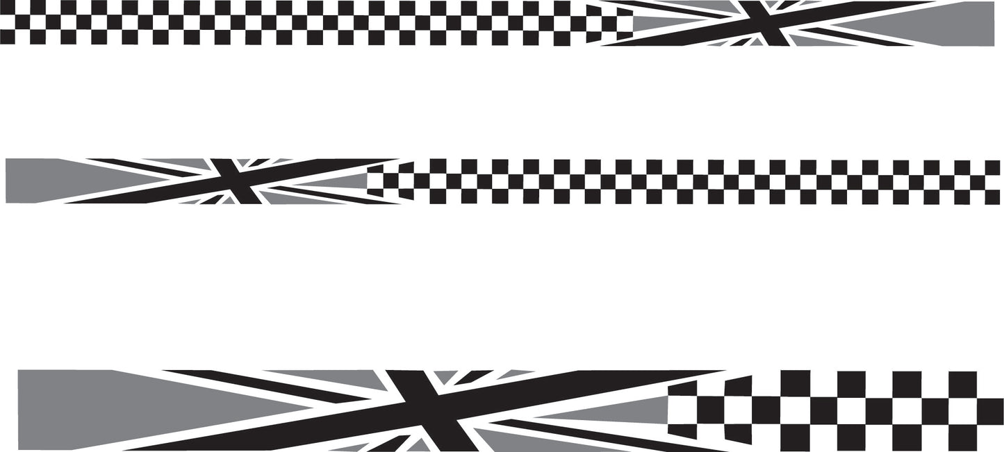 Camper Van | Van | Car| Union Jack Checkered Stripes Pair (2 sizes available Various Colours)