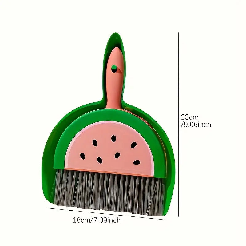 Portable Mini Cleaning Brush and Dustpan Set - Watermelon Design