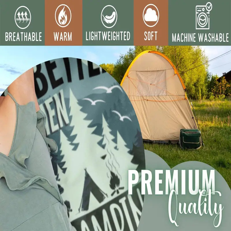 Camping Theme Soft Fleece blanket or Throw - Camping Rules Blanket