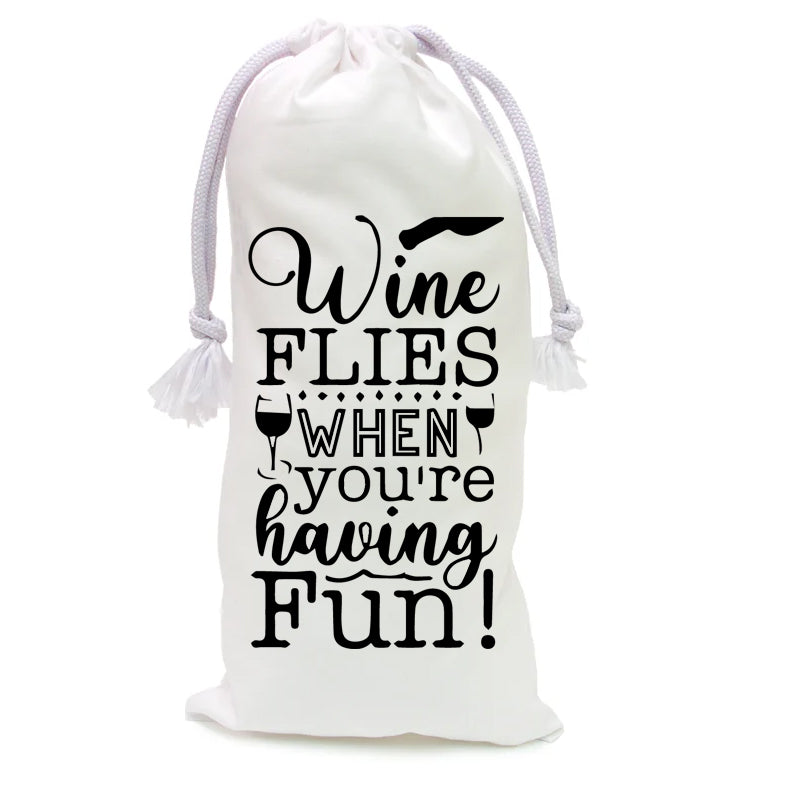 Natural Cotton Wine Bottle Bags (various designs)