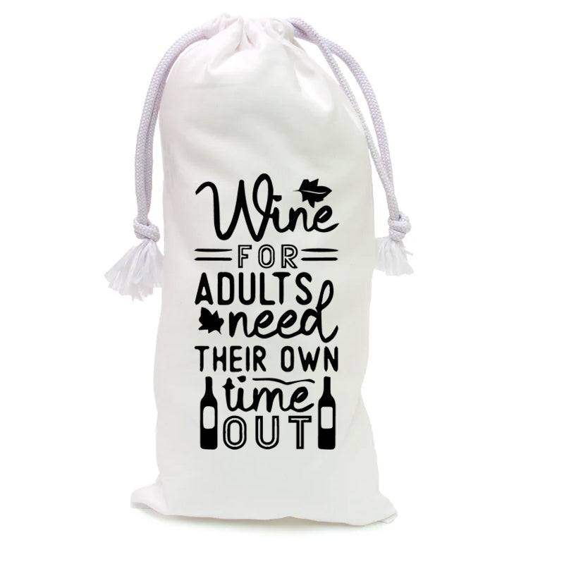 Natural Cotton Wine Bottle Bags (various designs)