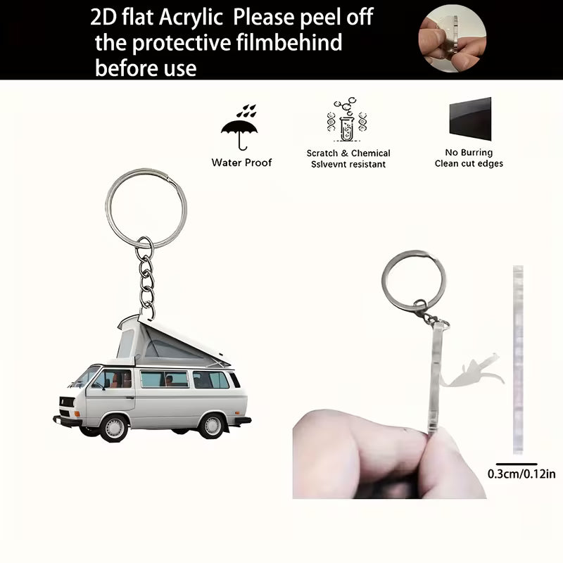 2D Acrylic Camper van Pop Top Keyring