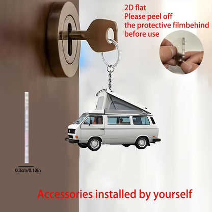 2D Acrylic Camper van Pop Top Keyring