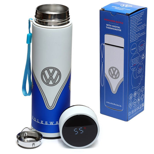 Bottle: Volkswagen VW T1 Camper Bus Blue Hot & Cold Digital Thermometer Bottle