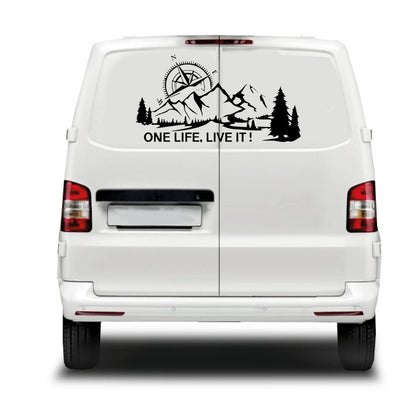 One Life Live It Compass Scene Vehicle Graphic ideal for any vehicle (2 size options available singles or pairs)