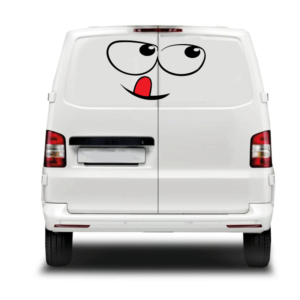 Tongue Out Face Sticker ideal for any vehicle (3 size options available singles or pairs)