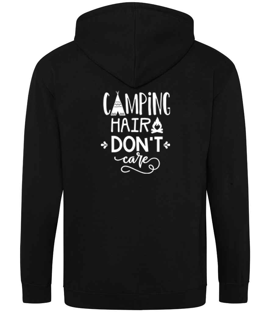 Zoodie: Unisex SoftStyle Hoodie with "Camping hair Don't Care" on (Various colours & sizes) available)