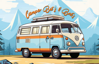Blue & Orange VW Camper Van Bits & Bobs Tin - Ideal Gift