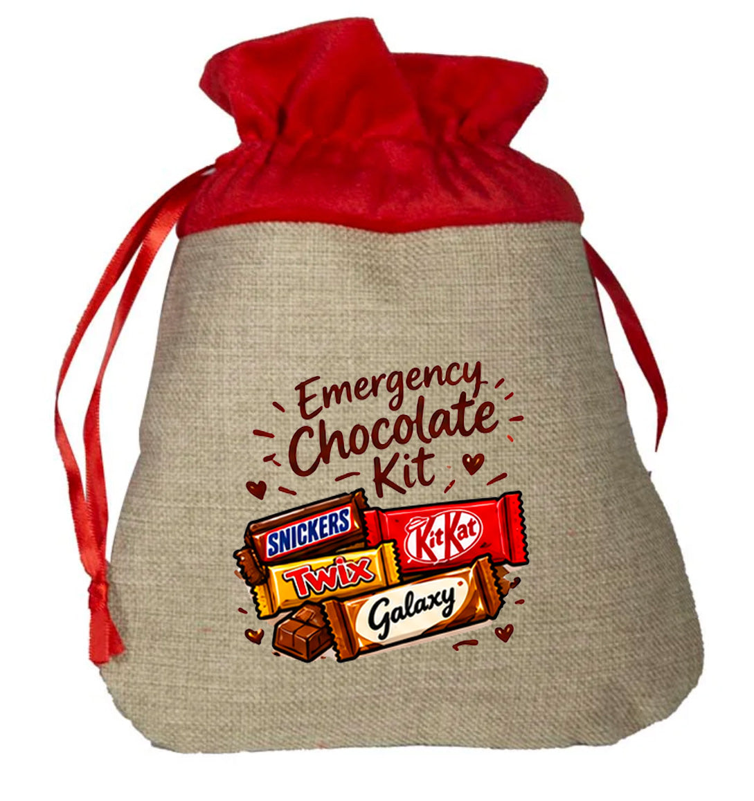 Emergency Chocolate Kit - Small Faux Burlap Gift Bag (not Contents)