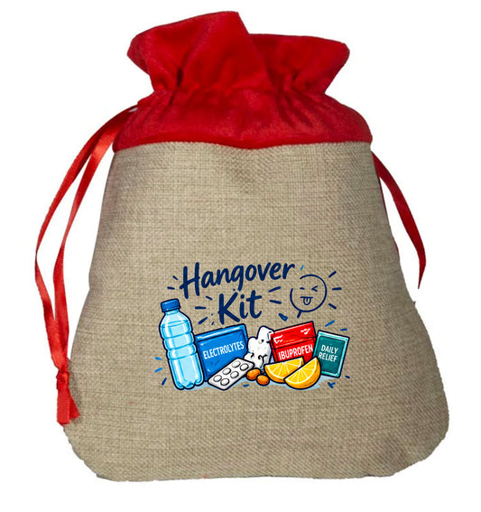 Hangover Kit - Small Faux Burlap Gift Bag (not Contents)