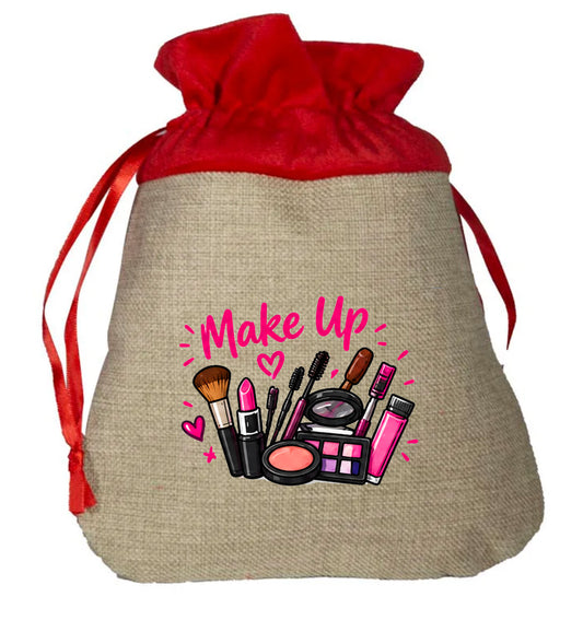 Make Up Kit - Small Faux Burlap Gift Bag (not Contents)