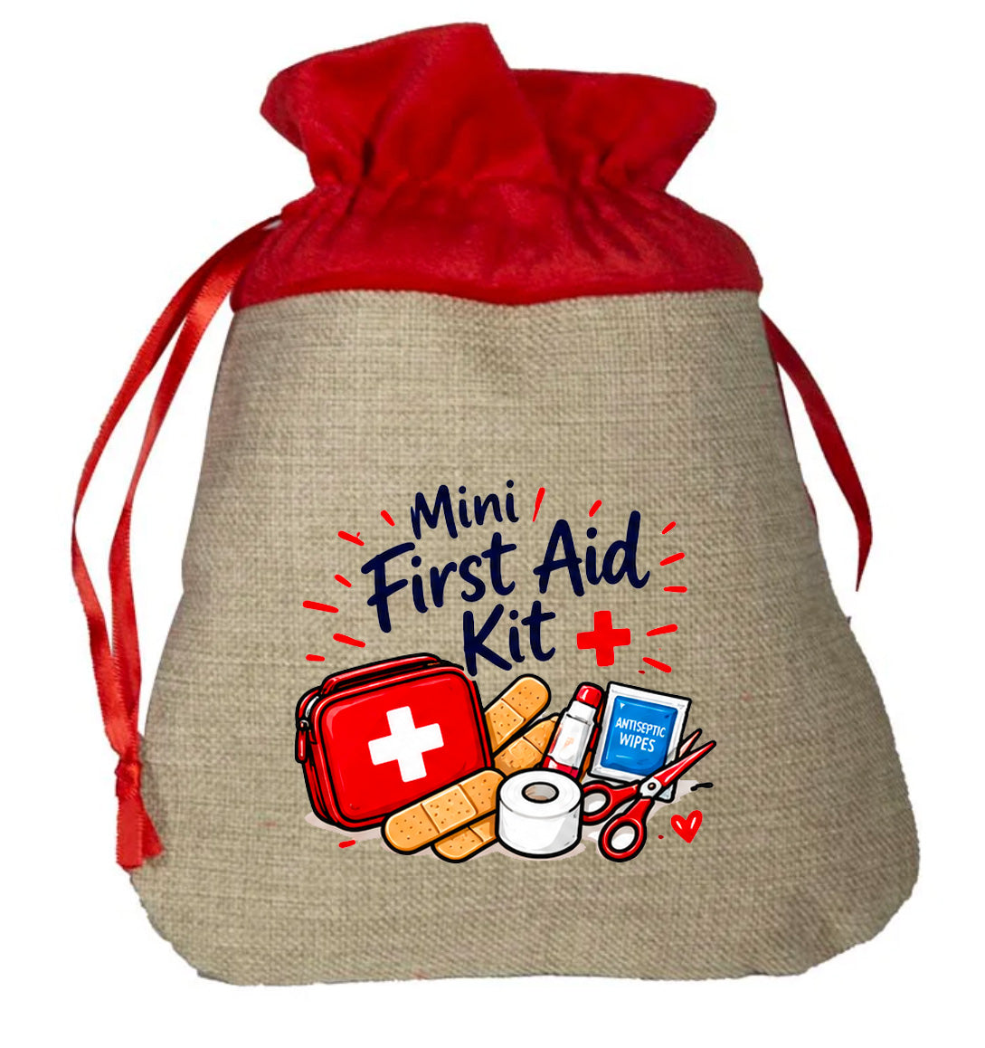 Mini First Aid Kit - Small Faux Burlap Gift Bag (not Contents)