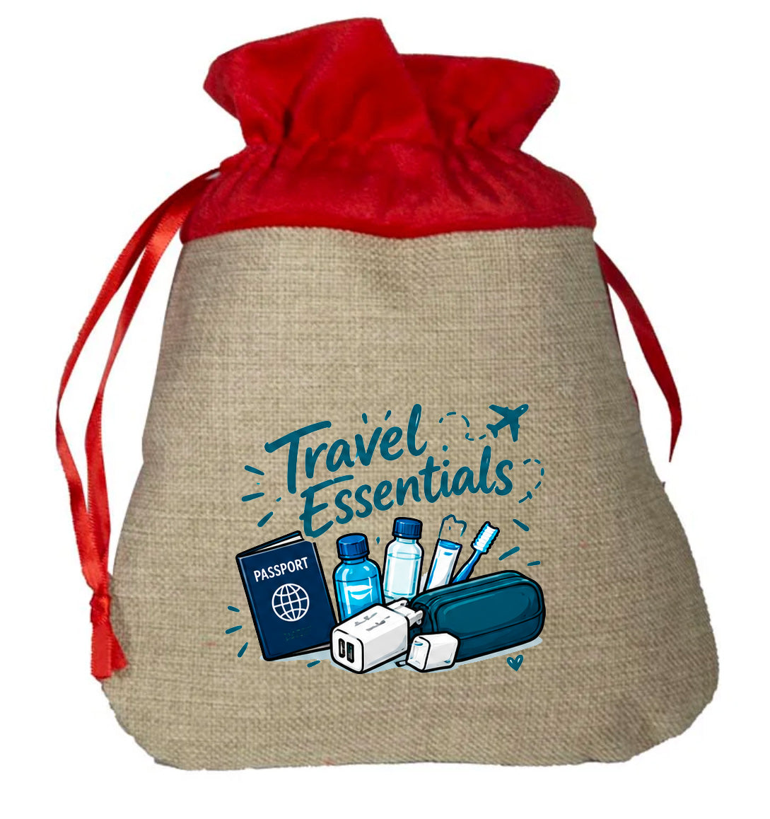 Travel Essentials - Small Faux Burlap Gift Bag (not Contents)