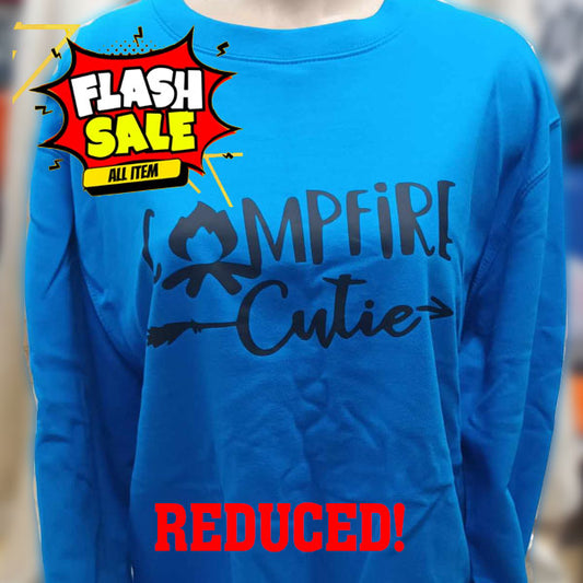 SALE!!: Last ONE!! Electric Blue Unisex Camp Fire Cutie Sweatshirt - Large - NOW £15.00