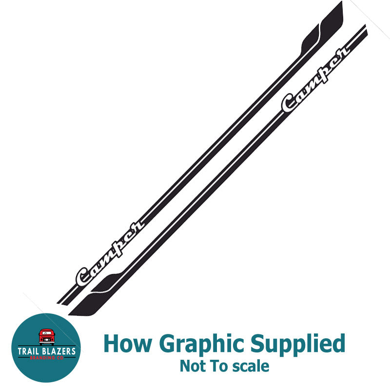 Camper Text Stripes Universal For any Vehicle (3 lengths - Various colours)