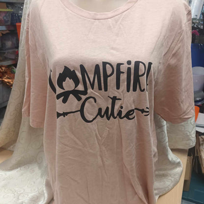 SALE! LAST ONE! Unisex Pink "Camp Fire Cutie" T shirt -XLarge -  Was £12.99