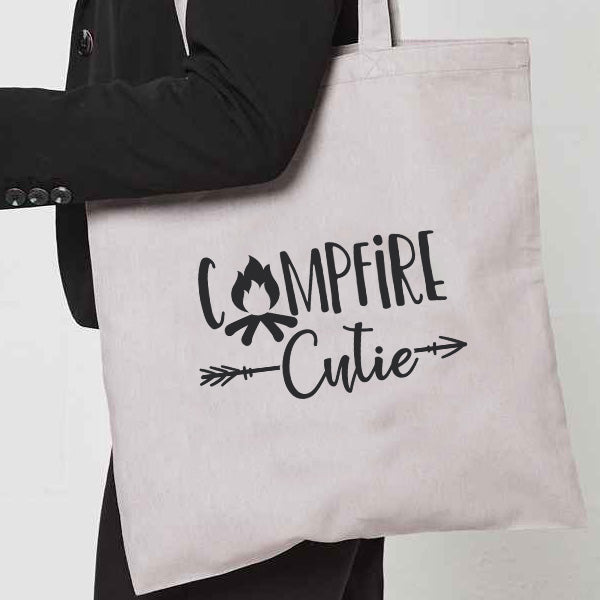 Natural Tote Bag with  "Campfire Cutie" on both sides