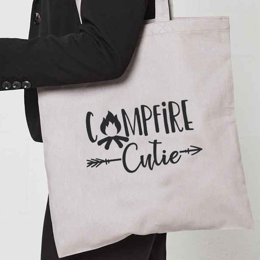 Natural Tote Bag with  "Campfire Cutie" on both sides