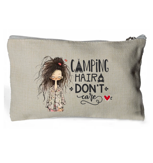 Camping Hair With Girl - Linen Handy Bag 15 x 24cm