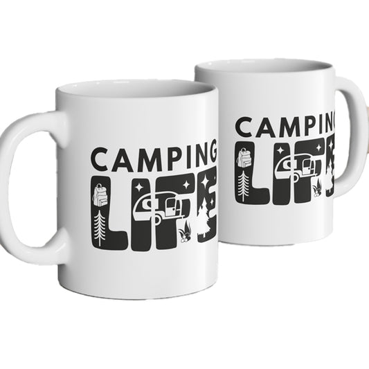 Mug: Ceramic Mug 11oz with "Camping Life" on it