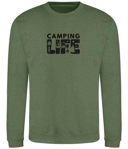 Sweatshirt: Unisex Camping Life Sweatshirt (8 Colours available & from Xs to 5XXL)