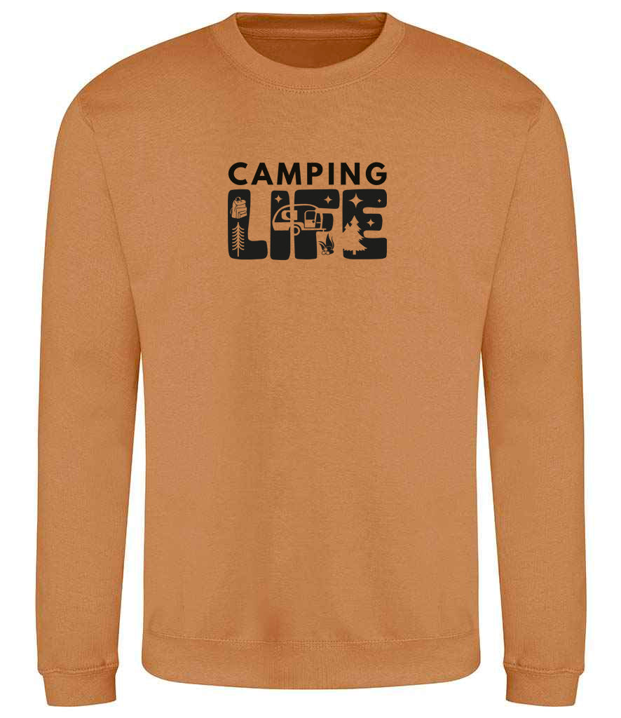 Sweatshirt: Unisex Camping Life Sweatshirt (8 Colours available & from Xs to 5XXL)