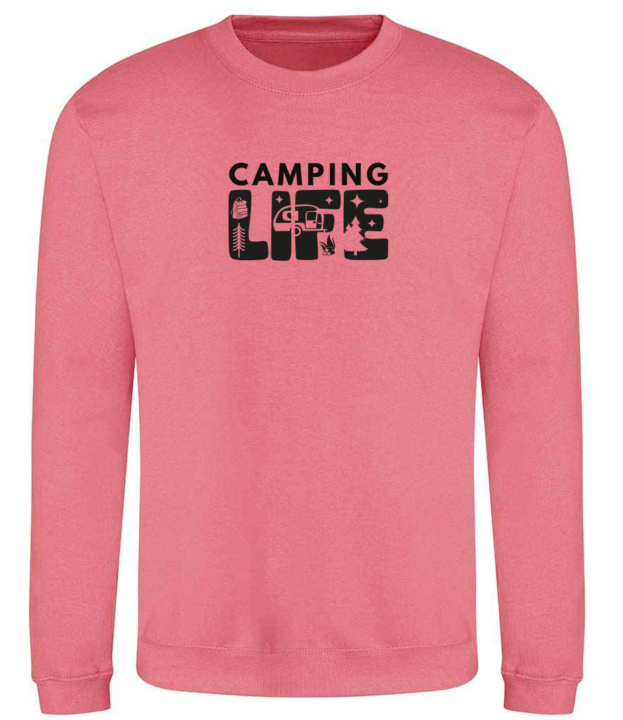 Sweatshirt: Unisex Camping Life Sweatshirt (8 Colours available & from Xs to 5XXL)