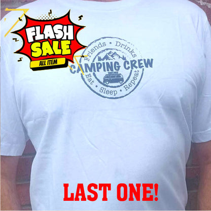 SALE! LAST ONE! Unisex "Camping Crew" White T shirt  - Large  Now £5.00.
