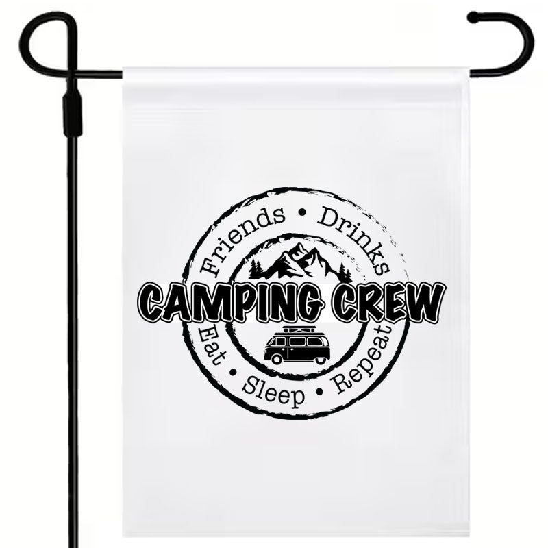 Camping Crew - One colour  3 options (17 x12") Polyester Flag with Optional Pole