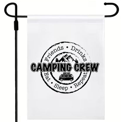 Camping Crew - One colour  3 options (17 x12") Polyester Flag with Optional Pole