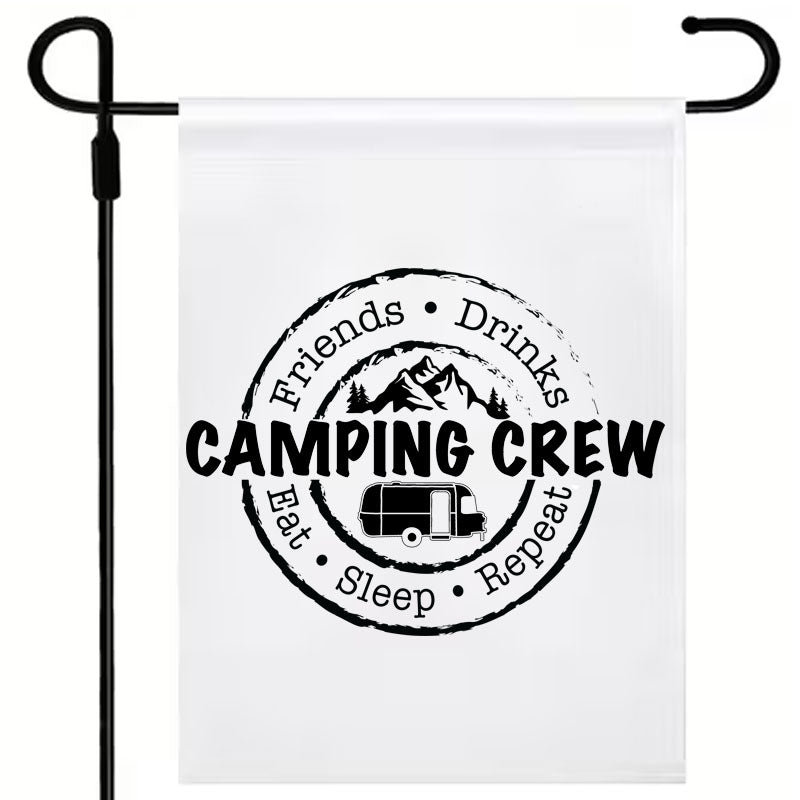 Camping Crew - One colour  3 options (17 x12") Polyester Flag with Optional Pole