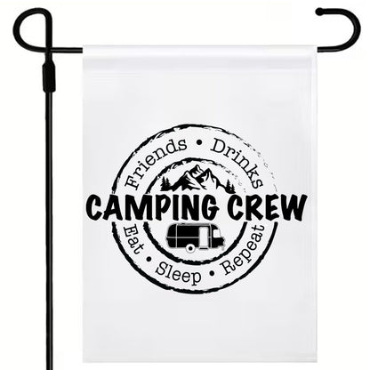 Camping Crew - One colour  3 options (17 x12") Polyester Flag with Optional Pole