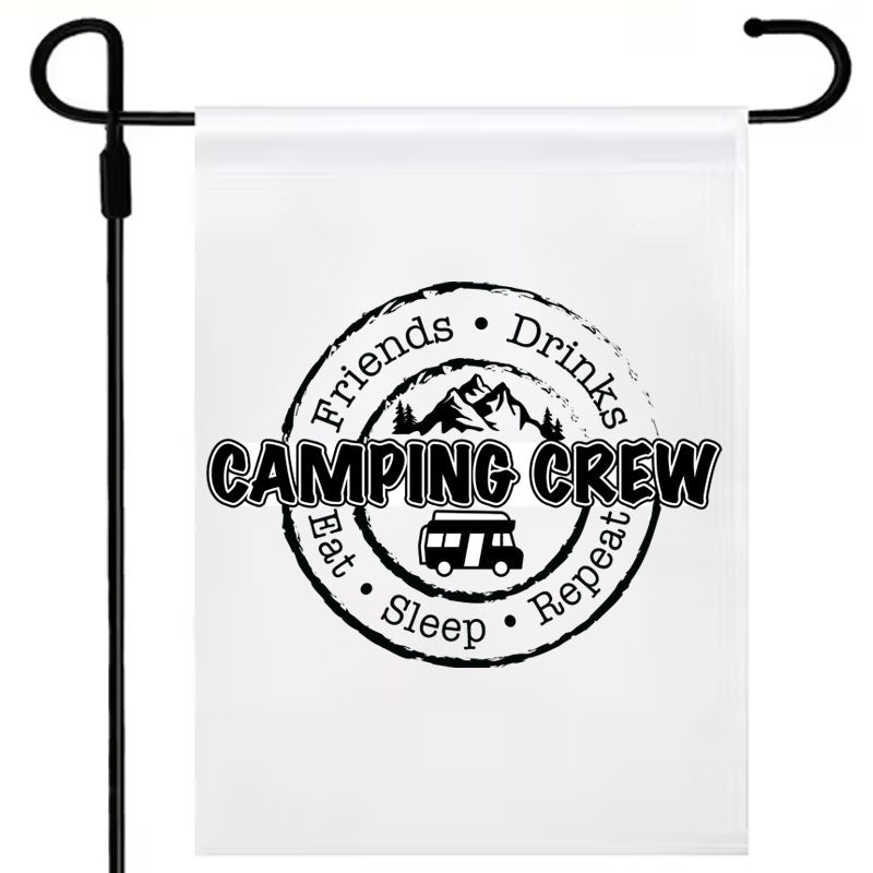 Camping Crew - One colour  3 options (17 x12") Polyester Flag with Optional Pole