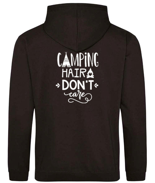 Hoodie: Unisex Gildan SoftStyle Hoodie with "Camping hair Don't care" on (Various colours & sizes available)