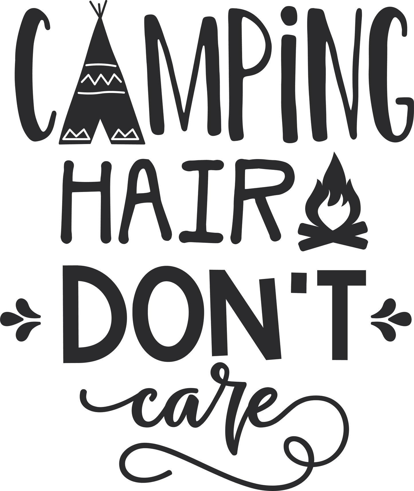"Camping Hair Don't Care" Premium Unisex Crew Neck Soft Cotton T-Shirt (Various colours & Sizes)