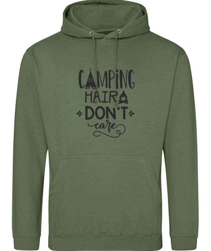 Hoodie: Unisex Gildan SoftStyle Hoodie with "Camping hair Don't care" on (Various colours & sizes available)