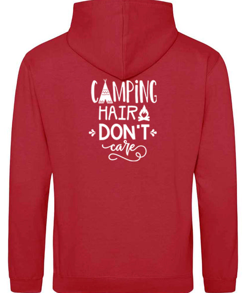 Hoodie: Unisex Gildan SoftStyle Hoodie with "Camping hair Don't care" on (Various colours & sizes available)