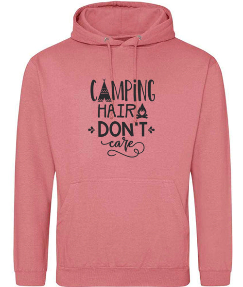 Hoodie: Unisex Gildan SoftStyle Hoodie with "Camping hair Don't care" on (Various colours & sizes available)