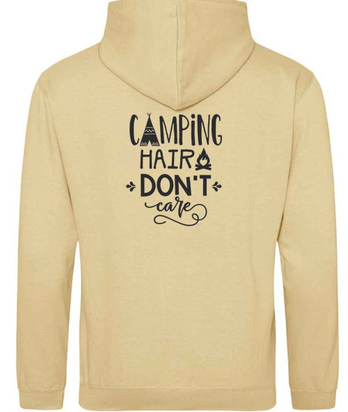 Hoodie: Unisex Gildan SoftStyle Hoodie with "Camping hair Don't care" on (Various colours & sizes available)