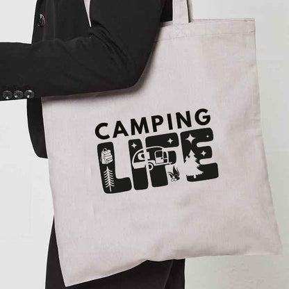 Natural Tote Bag with  "Camping Life" on both sides