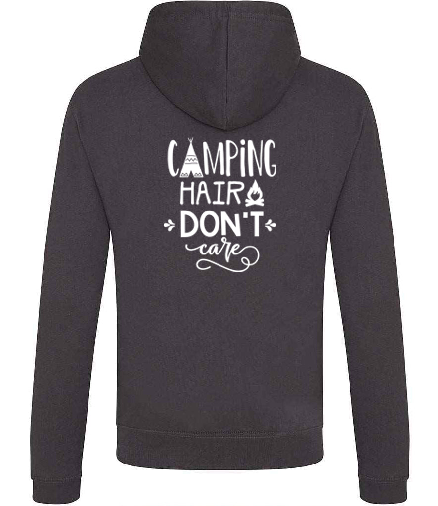 Zoodie: Unisex SoftStyle Hoodie with "Camping hair Don't Care" on (Various colours & sizes) available)