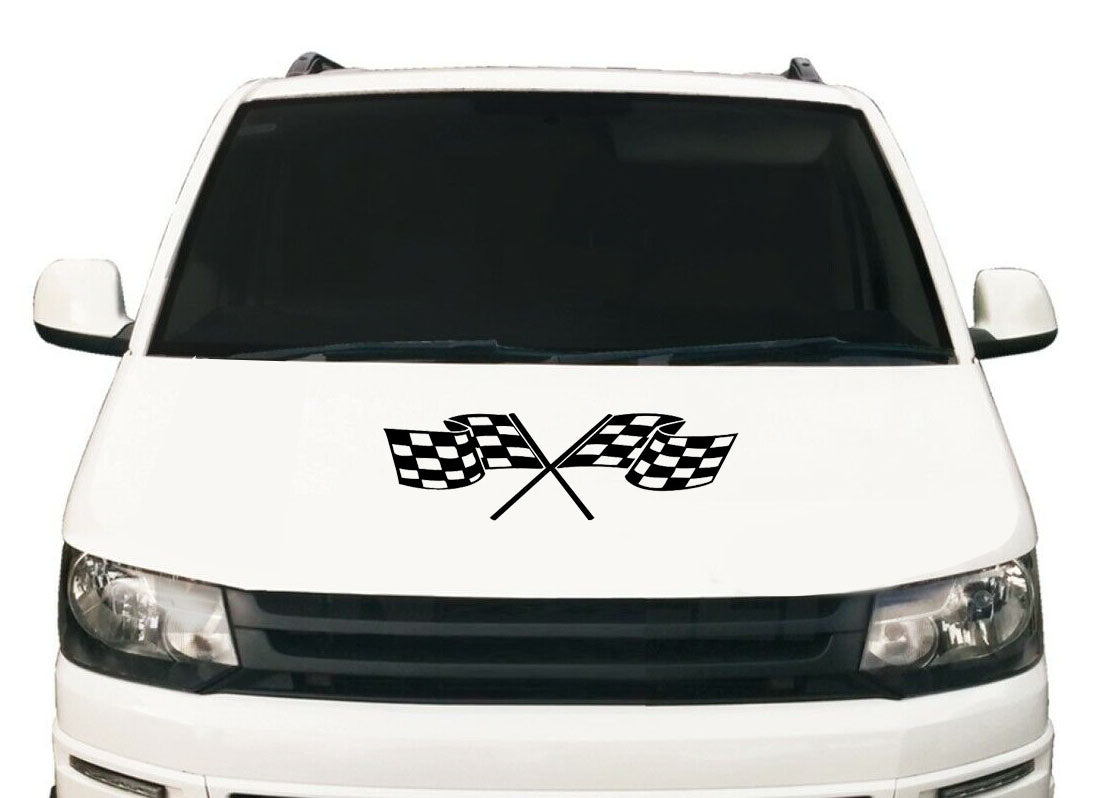 Chequered Flag Bonnet Vinyl Sticker - One Size Fits All