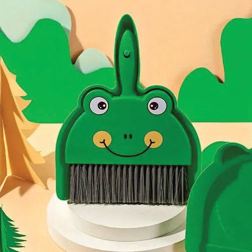 Portable Mini Cleaning Brush and Dustpan Set -  Frog Design
