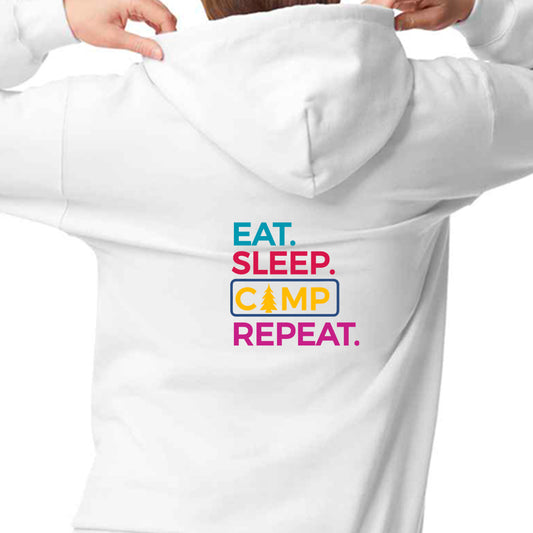 Unisex PRO RTX RX350 - Ultimate Comfort Pro Hoodie with Brushed Fleece with "Eat Sleep Camp Repeat" Graphic (Various Sizes)