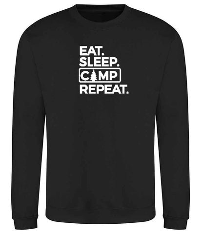 Sweatshirt: Unisex "Eat Sleep camp repeat"  Sweatshirt (9 Colours available & from Xs to 5XXL)