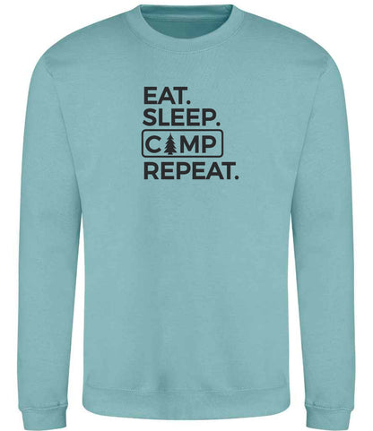 Sweatshirt: Unisex "Eat Sleep camp repeat"  Sweatshirt (9 Colours available & from Xs to 5XXL)