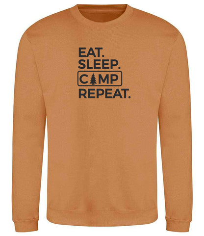 Sweatshirt: Unisex "Eat Sleep camp repeat"  Sweatshirt (9 Colours available & from Xs to 5XXL)