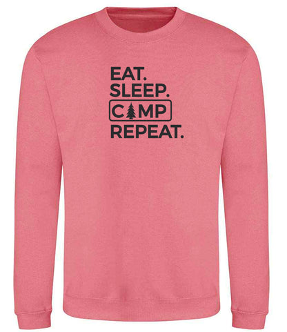 Sweatshirt: Unisex "Eat Sleep camp repeat"  Sweatshirt (9 Colours available & from Xs to 5XXL)