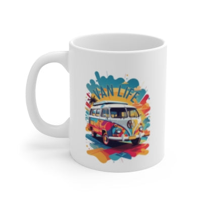 Mug: Ceramic Mug 11oz with "Van Life on the front & Eat, Sleep Camp repeat on other"